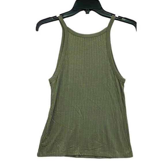 Theory Sz S Halter Tank Top Ribbed Knit Willow Green Viscose Preppy Classic New - Picture 4 of 7